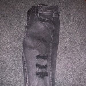 American Eagle Black Ripped Jeggings Size 8